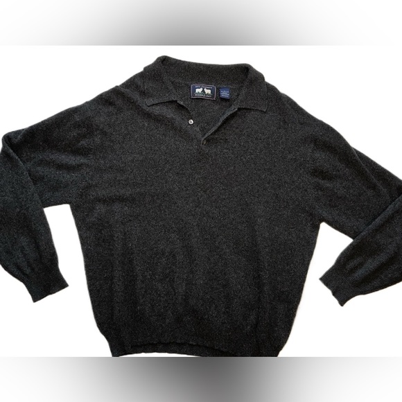 Woods & Gray 100% Cashmere Collared Sweater Dark Gray Size Large Fall Soft Cozy - Picture 2 of 6